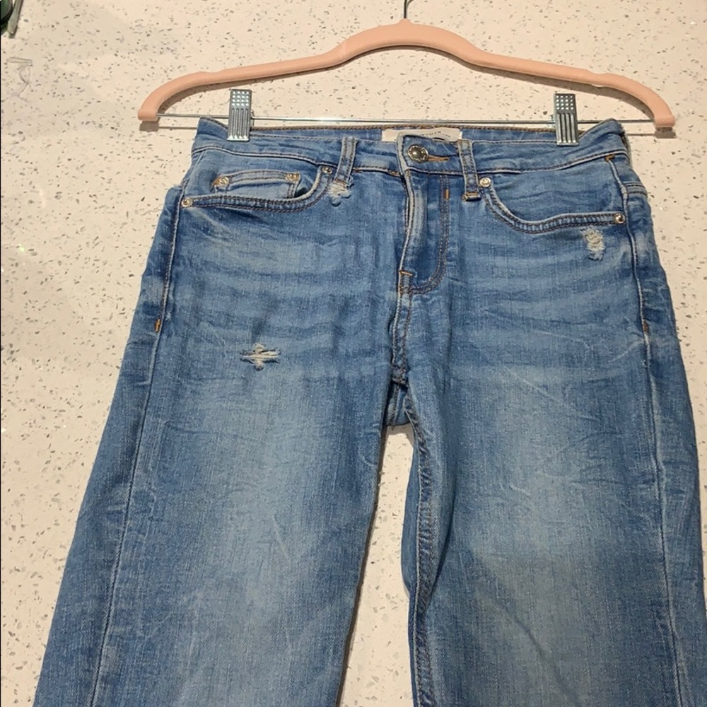 Zara mid rise ripped jeans